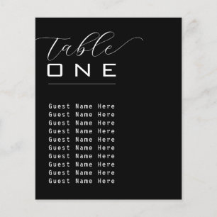 Élégant Nombre de table Noms Noir Blanc Minimalist