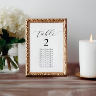 Élégant Nombre de table Noms Noir Blanc Minimalist