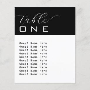 Élégant Nombre de table Noms Noir Blanc Minimalist