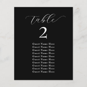 Élégant Nombre de table Noms Noir Blanc Minimalist