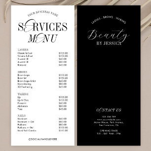 Élégant Nostalgic Script Logo Salon Services Menu