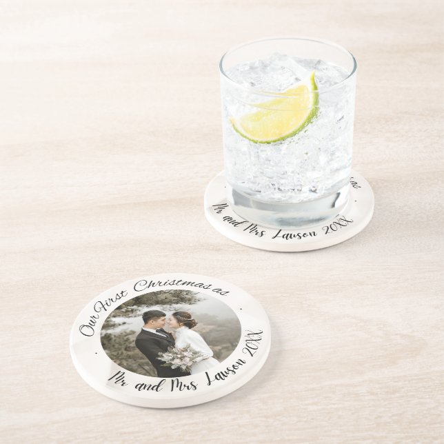 Élégant Notre premier Dessous de verre photo maria (Côté)