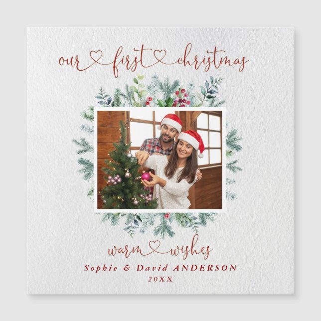 Élégant notre premier Mariage photo de couronne de (Devant)