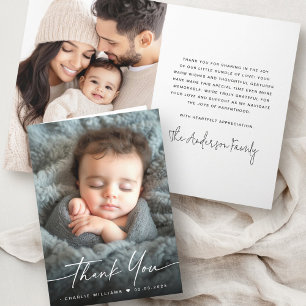 Elégant nouveau bébé photo faire-part merci