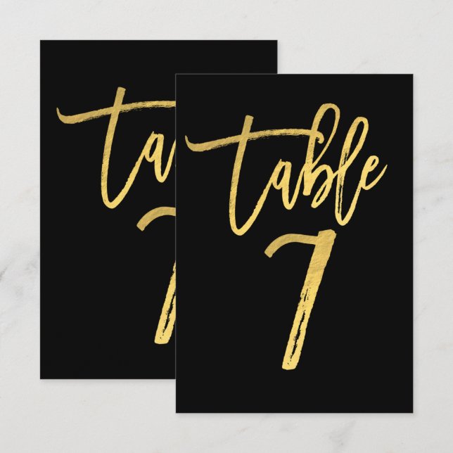 Élégant numéro de table 7 écriture moderne feuille (Devant / Derrière)