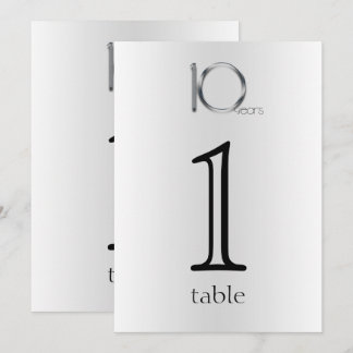 Élégant Numéro de Table Anniversaire des 10 ans en