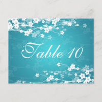 Élégant numéro de table Cerise Fleur Bleu