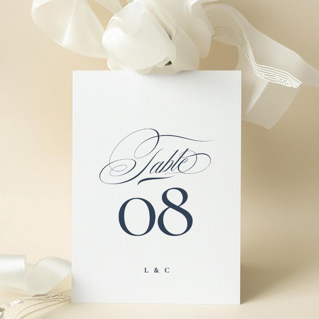 Élégant numéro de table de mariage bleu marine bla (Créateur téléchargé)