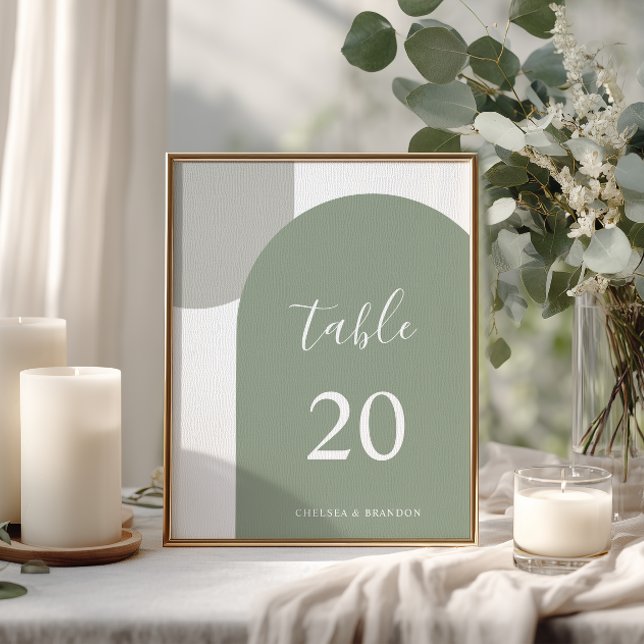 Élégant numéro de table de mariage bohème en vert  (Créateur téléchargé)