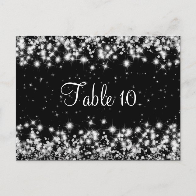 Élégant numéro de table de mariage Hiver Étincelle (Devant)