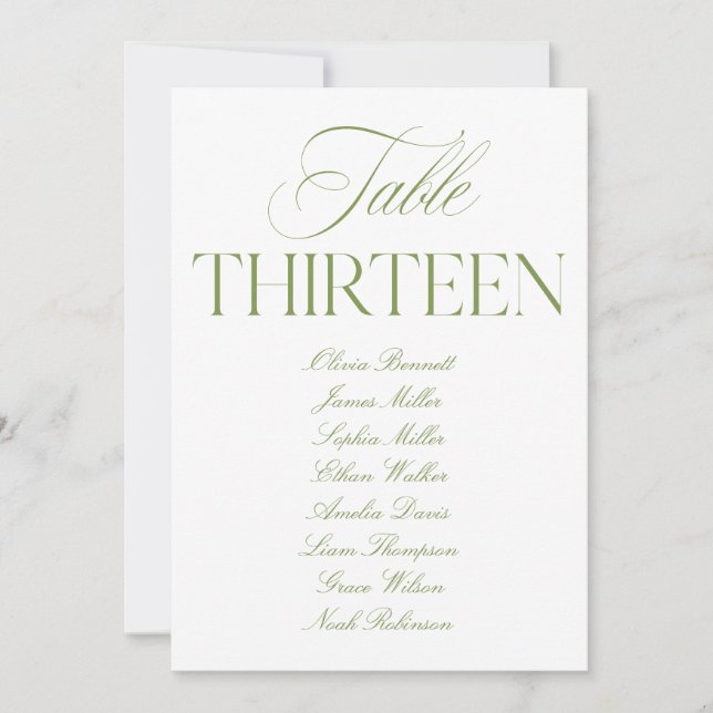 Élégant numéro de table de mariage vert sauge et b (Devant)