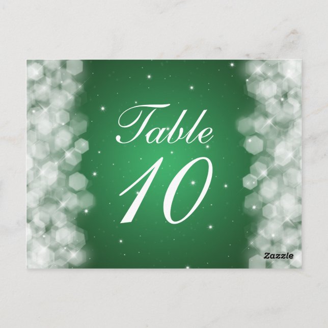 Élégant numéro de table Fête Étincelle vert émerau (Dos)
