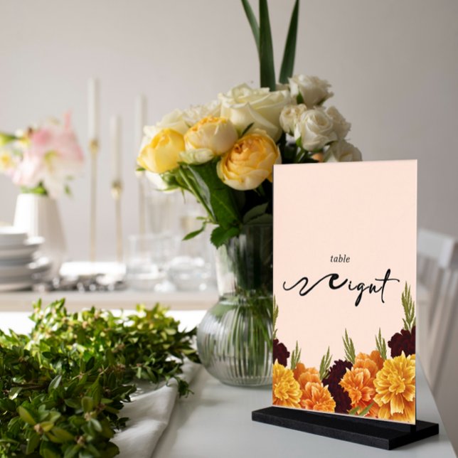 Élégant numéro de table floral en acrylique "MARIG (Créateur téléchargé)