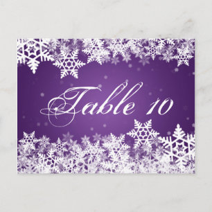 Élégant numéro de table Snowflakes hiver violet