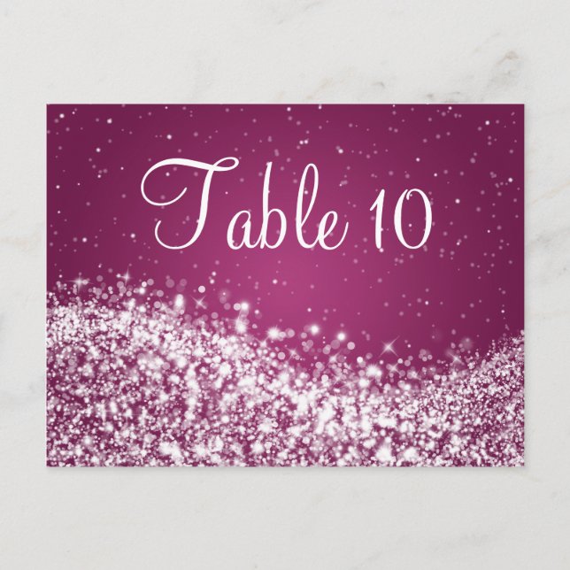 Élégant numéro de table Sparkling Wave Plum (Devant)