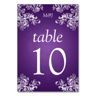 Élégant numéro de table Vintage torsades 2 violet