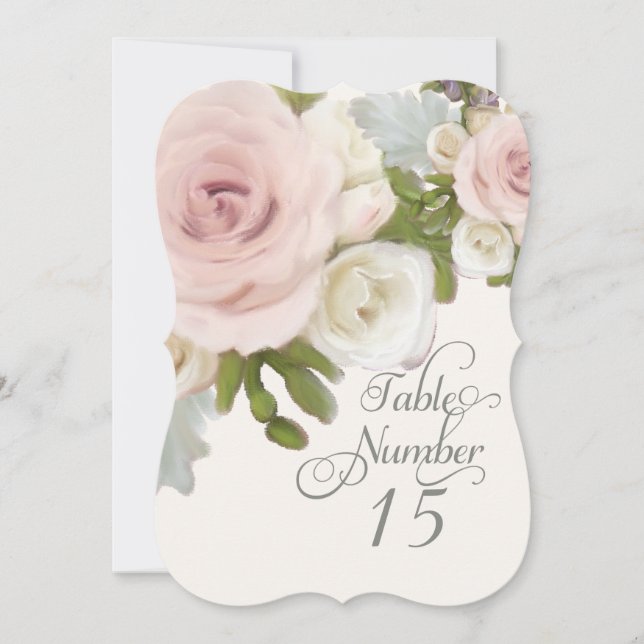 Élégant Numéro de tableau Cartes Rose à bascule av (Devant)