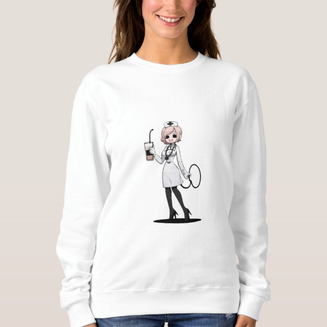 Elegant Nurse Coffee Sweatshirt (Devant)