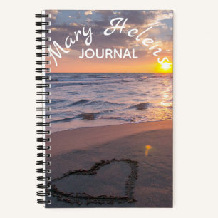 Elégant Ocean Sunset Name Journal Carnet Spiral