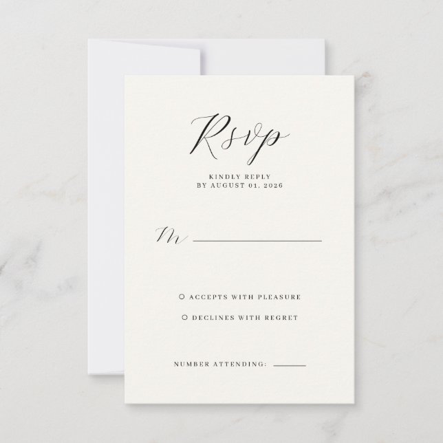 Elegant Off-White RSVP Card (Devant)