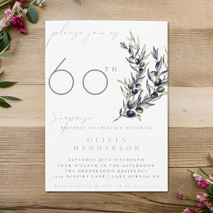 Élégant Olive Branch Surprise Anniversaire Invitat