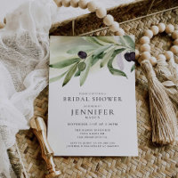 Elégant Olive Branche nuptiale douche Invitation