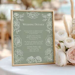 Elégant Olive Green Français Rose Détails Mariage