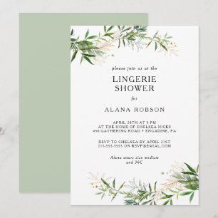 Elégant Olive Green Lingerie Douche Invitation