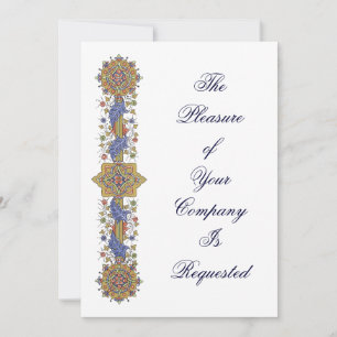 Elégant Or & Bleu Antique Art Invitations personna