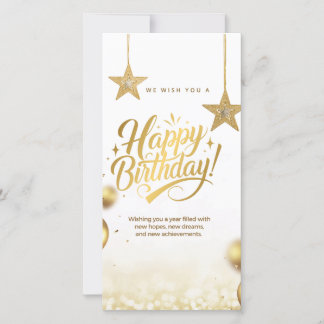 Elégant or et blanc Bonne carte d'anniversaire