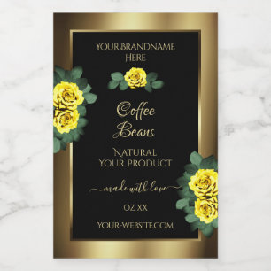 Elégant or et noir Étiquettes de produits Roses Ja