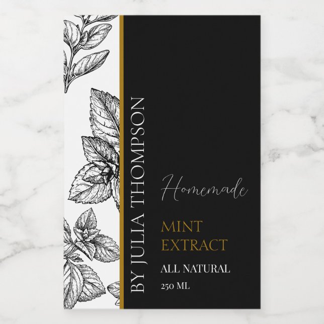 Élégant or fait maison Mint Extrait Étiquette (Étiquettes simples)