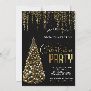 Elégant or festif sapin de Noël Invitation