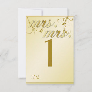 Elégant or Floral Gay Mariage Numéro de table