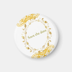 Élégant or floral "Save the Date" Magnet
