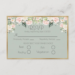 Elégant or floral vert Script mariage RSVP