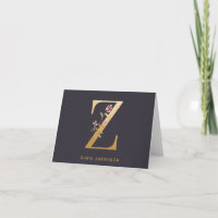 Elégant or Floral Z Monogram Chic Personnalisé