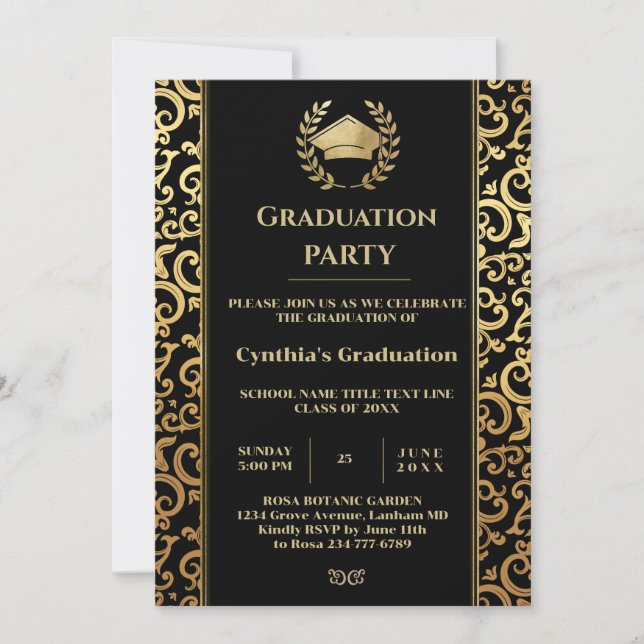 Elégant or Frame Graduation Party Invitation (Devant)