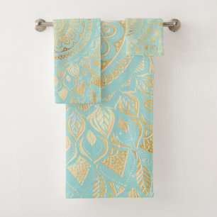 Elégant or Lumière Turquoise Mandala Floral
