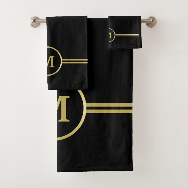 Élégant or Monogramme personnalisé sur noir (En situation)