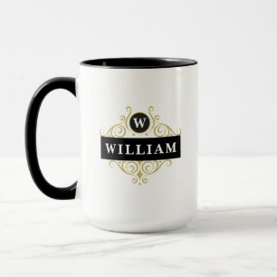 Elégant or noir et blanc Monogramme Mug