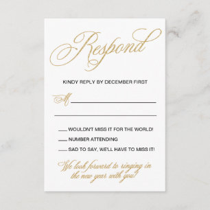 Elegant Or Nouvel An Eve Faire-part de mariage RSV