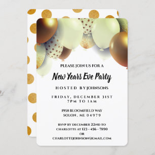 Elégant or Nouvel An Eve Party Invitation