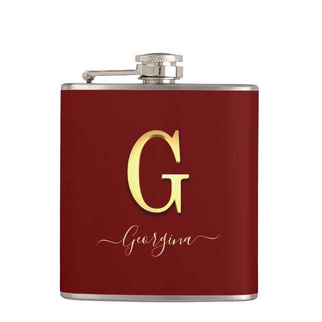 Élégant or personnalisé Monogramme G Nom Flacon (Devant)