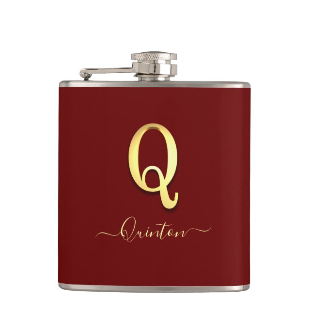 Élégant or personnalisé Monogramme Q Nom Flacon (Devant)