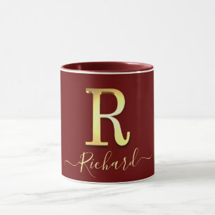 Élégant or personnalisé Monogramme R Nom Mug