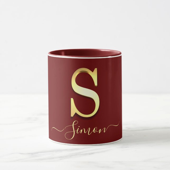 Élégant or personnalisé Monogramme S Nom Mug (Centre)