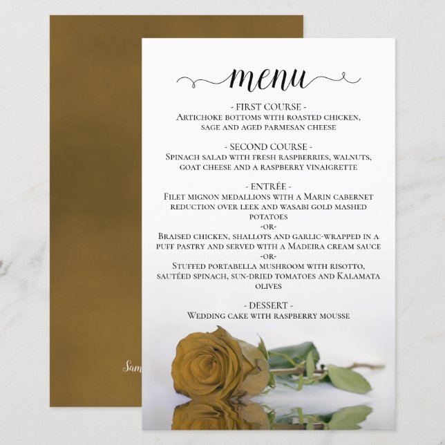 Élégant or Rose  Budget Mariage Menu (Devant / Derrière)