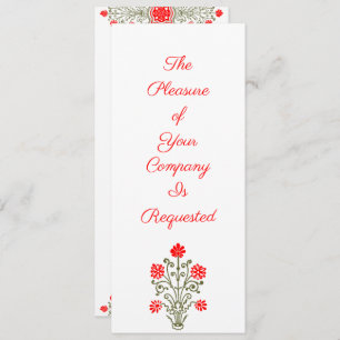 Elégant or & Rouge Floral Art Invitations personna
