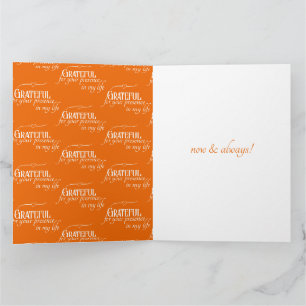 Elégant Orange Grateful Festin Carte Thanksgiving